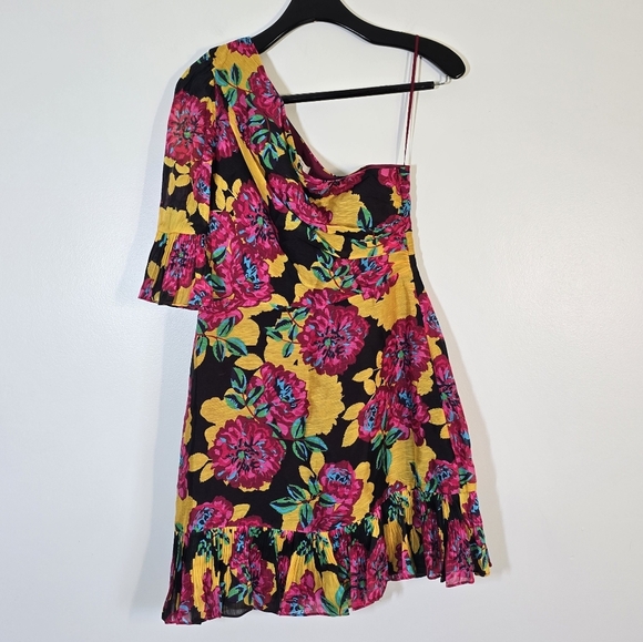 La Maison Talulah Barcelona Bloom Floral One Sleeve Mini Dress Silk Blen… - Picture 5 of 12